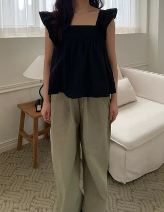 Tino ribbon frill sleeveless blouse
