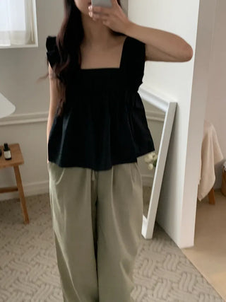 Tino ribbon frill sleeveless blouse
