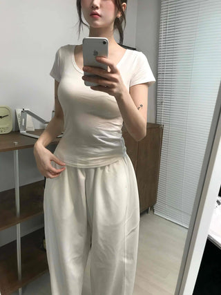 Casual Stylish Plain Cotton Short Sleeve T-shirt