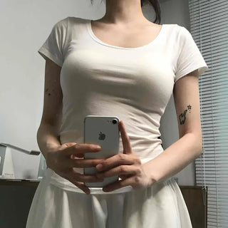 Casual Stylish Plain Cotton Short Sleeve T-shirt