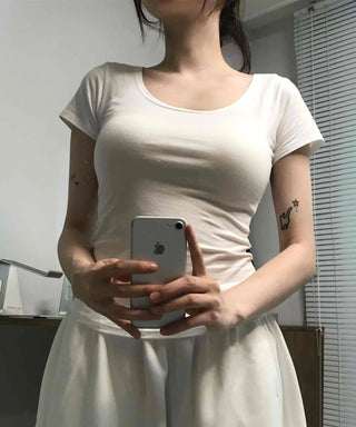 Casual Stylish Plain Cotton Short Sleeve T-shirt