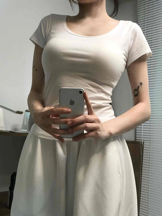Casual Stylish Plain Cotton Short Sleeve T-shirt