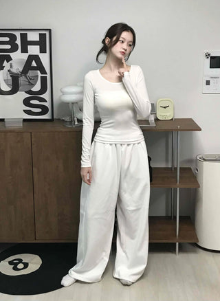 Minimalist Plain Cotton Long Pants
