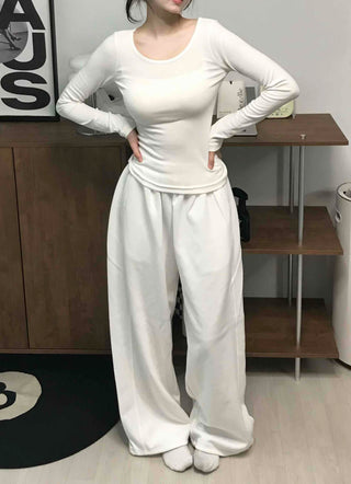 Minimalist Plain Cotton Long Pants