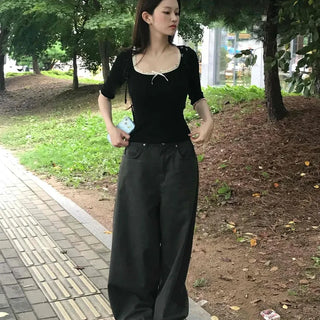 3/4 Square Neck Short Sleeve T-shirt