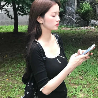 3/4 Square Neck Short Sleeve T-shirt
