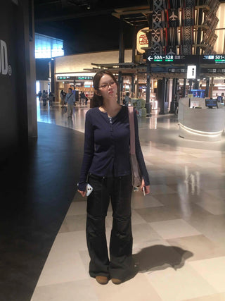 Minimal Ribbed Plain Knit Cardigan