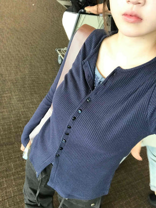Minimal Ribbed Plain Knit Cardigan
