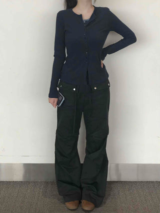 Minimal Ribbed Plain Knit Cardigan