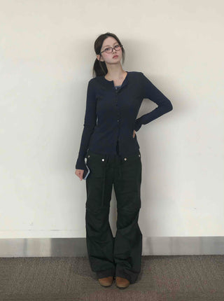 Minimal Ribbed Plain Knit Cardigan