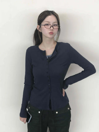 Minimal Ribbed Plain Knit Cardigan