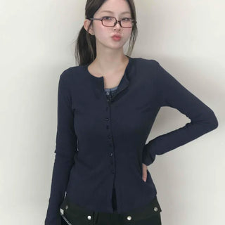 Minimal Ribbed Plain Knit Cardigan