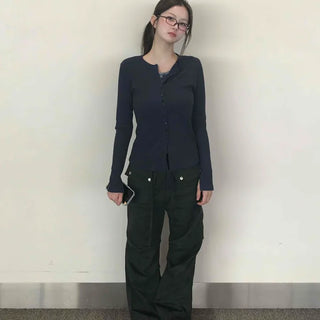 Minimal Ribbed Plain Knit Cardigan