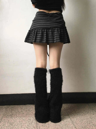 Feminine Cotton Striped Mini Skirt