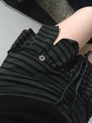 Feminine Cotton Striped Mini Skirt