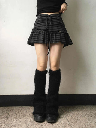 Feminine Cotton Striped Mini Skirt