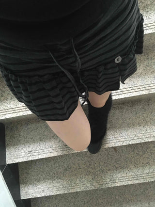 Feminine Cotton Striped Mini Skirt