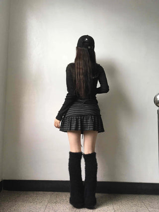 Feminine Cotton Striped Mini Skirt