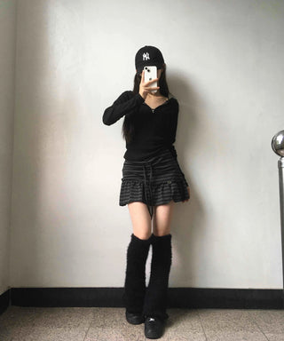 Feminine Cotton Striped Mini Skirt