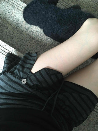 Feminine Cotton Striped Mini Skirt