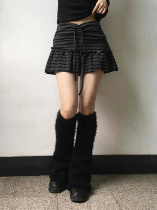 Feminine Cotton Striped Mini Skirt