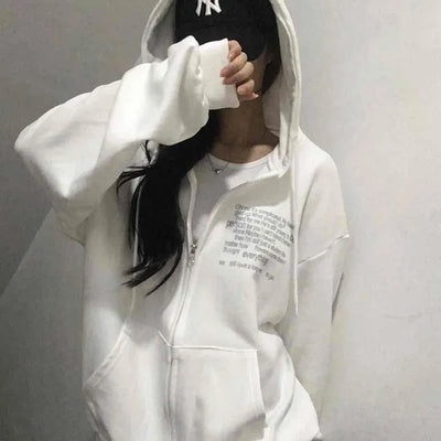 Comfortable Number Lettering Zip-up