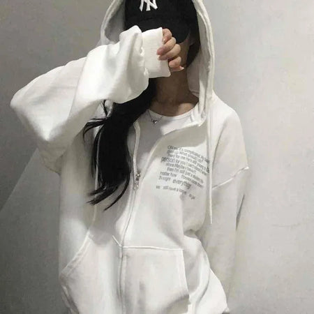 Comfortable Number Lettering Zip-up