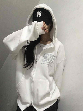 Comfortable Number Lettering Zip-up