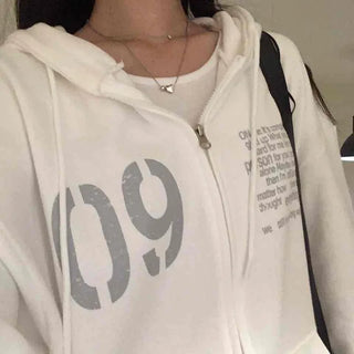 Comfortable Number Lettering Zip-up