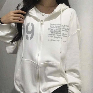 Comfortable Number Lettering Zip-up