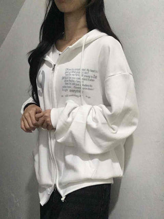 Comfortable Number Lettering Zip-up