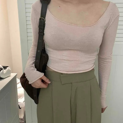 Pure Delicate Fit Wool/Wool Rolled Long Sleeve T-shirt