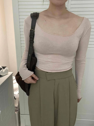 Pure Delicate Fit Wool/Wool Rolled Long Sleeve T-shirt