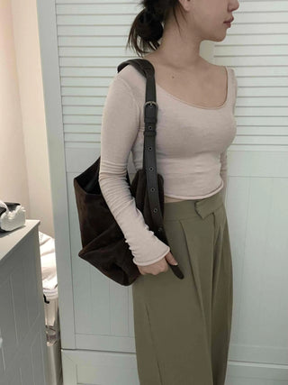Pure Delicate Fit Wool/Wool Rolled Long Sleeve T-shirt