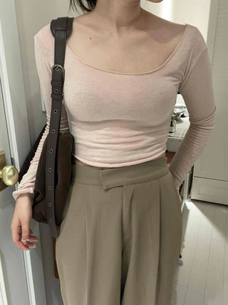 Pure Delicate Fit Wool/Wool Rolled Long Sleeve T-shirt