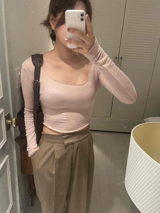 Pure Delicate Fit Wool/Wool Rolled Long Sleeve T-shirt