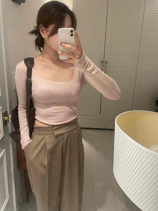 Pure Delicate Fit Wool/Wool Rolled Long Sleeve T-shirt