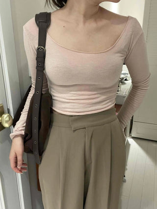 Pure Delicate Fit Wool/Wool Rolled Long Sleeve T-shirt