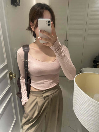 Pure Delicate Fit Wool/Wool Rolled Long Sleeve T-shirt