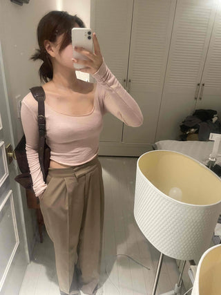 Pure Delicate Fit Wool/Wool Rolled Long Sleeve T-shirt