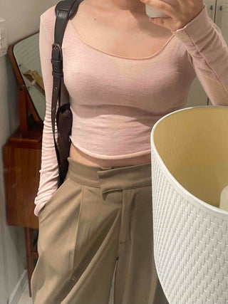 Pure Delicate Fit Wool/Wool Rolled Long Sleeve T-shirt