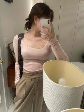 Pure Delicate Fit Wool/Wool Rolled Long Sleeve T-shirt