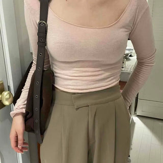 Pure Delicate Fit Wool/Wool Rolled Long Sleeve T-shirt