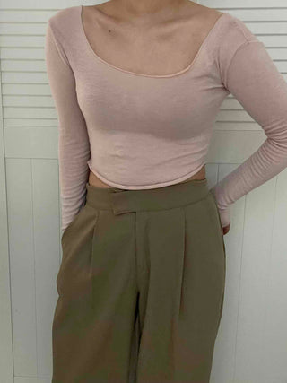 Pure Delicate Fit Wool/Wool Rolled Long Sleeve T-shirt