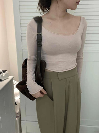 Pure Delicate Fit Wool/Wool Rolled Long Sleeve T-shirt