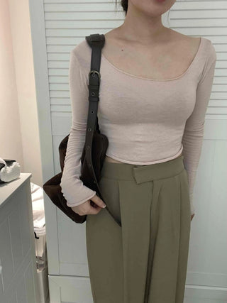 Pure Delicate Fit Wool/Wool Rolled Long Sleeve T-shirt
