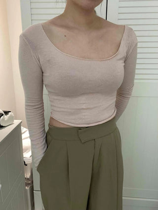 Pure Delicate Fit Wool/Wool Rolled Long Sleeve T-shirt