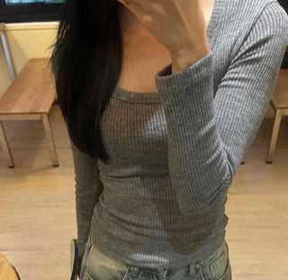 Comfort Deep U-Neck Ribbed Basic Tee