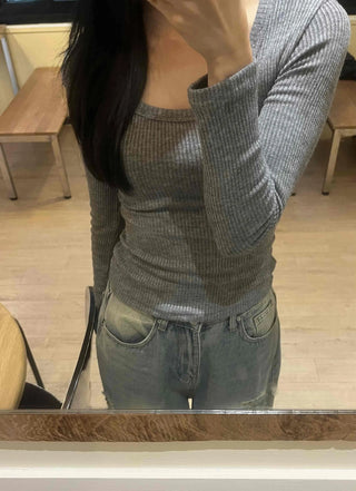 Comfort Deep U-Neck Ribbed Basic Tee