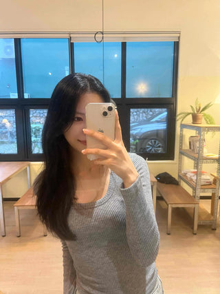 Comfort Deep U-Neck Ribbed Basic Tee